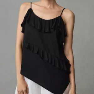 Asymmetrical Ruffle Cami By Anthropologie (black)
